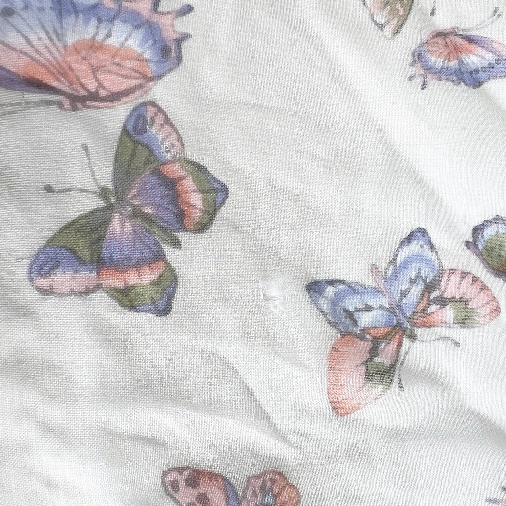 Vintage Silk Butterfly Print Scarf Bandana Headband Cottagecore Romantic Dainty - Picture 7 of 8